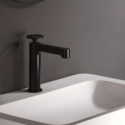 Robinet Mitigeur de Lavabo anti-calcaire Bec Bas Noir Mat IMEX OLIMPO BDC033-1NG