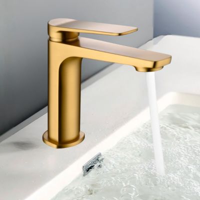 Robinet Mitigeur de Lavabo anti-calcaire Bec Bas Or Brossé IMEX NAPOLES BDN047-1OC