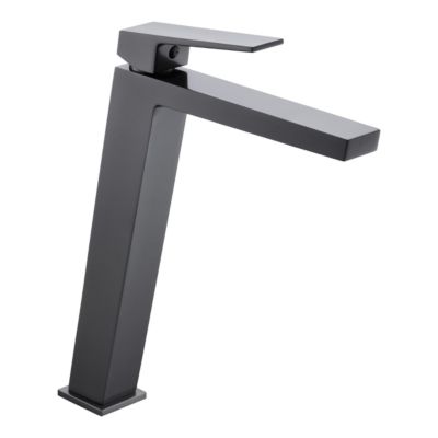 Robinet Mitigeur de Lavabo anti-calcaire Bec haut Black Gun Métal IMEX ART BDAR025-3BGM