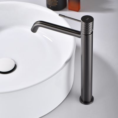 Robinet Mitigeur de Lavabo anti-calcaire Bec Haut Black Gun Métal IMEX GENOVA BDG053-3BGM