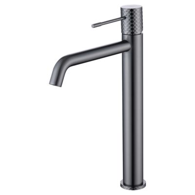 Robinet Mitigeur de Lavabo anti-calcaire Bec Haut Black Gun Métal IMEX GENOVA BDG053-3BGM