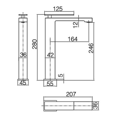 Robinet Mitigeur de Lavabo anti-calcaire Bec Haut Black Gun Métal IMEX PISA BDP048-3BGM