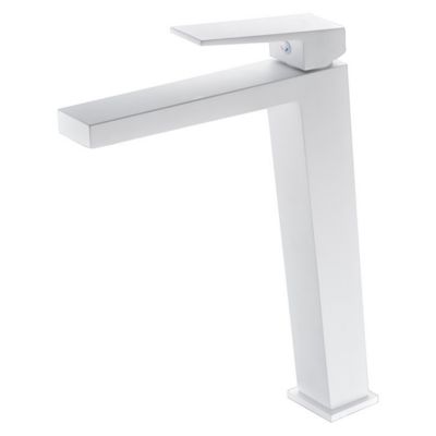 Robinet Mitigeur de Lavabo anti-calcaire Bec haut Blanc Mat IMEX ART BDAR025-3BL