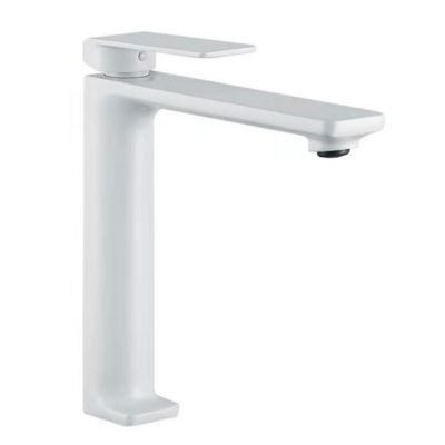 Robinet Mitigeur de Lavabo anti-calcaire Bec Haut Blanc Mat IMEX FIYI BDF016-3BL