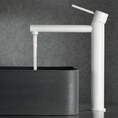 Robinet Mitigeur de Lavabo anti-calcaire Bec Haut Blanc Mat IMEX MILOS STICK BDYS045-3BL