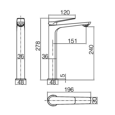 Robinet Mitigeur de Lavabo anti-calcaire Bec Haut Chrome IMEX NAPOLES BDN047-3