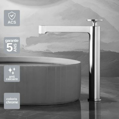 Robinet Mitigeur de Lavabo anti-calcaire Bec Haut Chrome IMEX OLIMPO BDC033-3