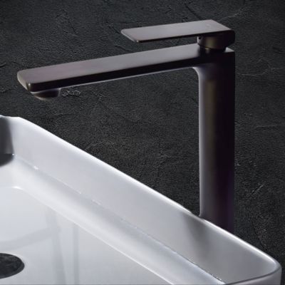 Robinet Mitigeur de Lavabo anti-calcaire Bec Haut Noir Mat IMEX FIYI BDF016-3NG