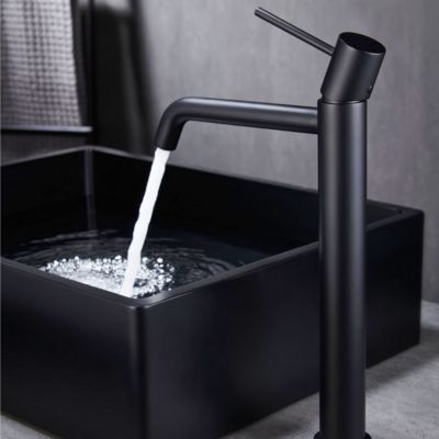 Robinet Mitigeur de Lavabo anti-calcaire Bec Haut Noir Mat IMEX MONZA BDM039-3NG