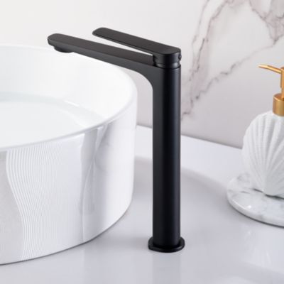 Robinet Mitigeur de Lavabo anti-calcaire Bec Haut Noir Mat IMEX NAPOLES BDN047-3NG