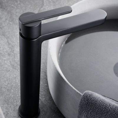 Robinet Mitigeur de Lavabo anti-calcaire Bec Haut Noir Mat IMEX ROMA BDR001-3NG