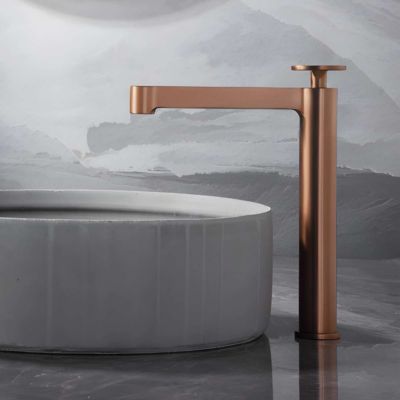 Robinet Mitigeur de Lavabo anti-calcaire Bec Haut Or Rose Cuivré IMEX OLIMPO BDC033-3ORC