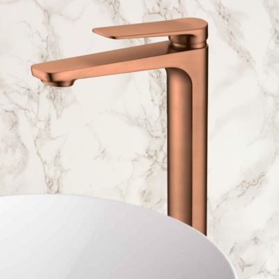 Robinet Mitigeur de Lavabo anti-calcaire Bec Haut Or Rose IMEX NAPOLES BDN047-3ORC