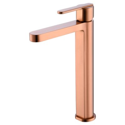 Robinet Mitigeur de Lavabo anti-calcaire Bec Haut Or Rose IMEX ROMA BDR001-3ORC