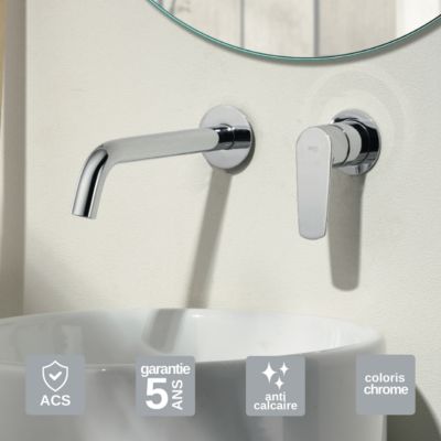 Robinet Mitigeur de Lavabo anti-calcaire Encastré Chrome IMEX BELGICA GLZ044