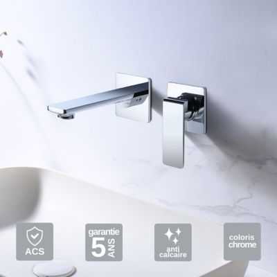 Robinet Mitigeur de Lavabo anti-calcaire Encastré Chrome IMEX FIYI GLF016