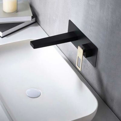 Robinet Mitigeur de Lavabo anti-calcaire Encastré Noir Mat et Or Brillant IMEX SUECIA BDC032-4NGOLD