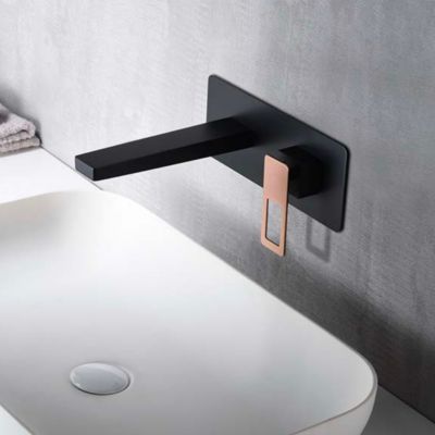 Robinet Mitigeur de Lavabo anti-calcaire Encastré Noir Mat et Or Rose IMEX SUECIA BDC032-4NOR