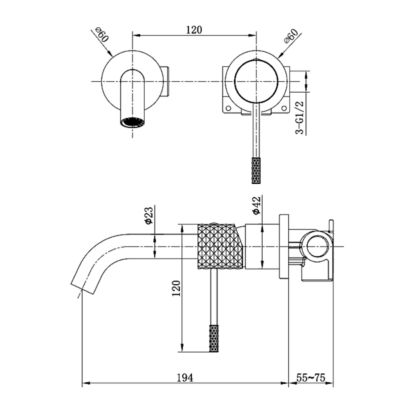 Robinet Mitigeur de Lavabo anti-calcaire Encastré Or Brossé IMEX GENOVA GLG053/OC