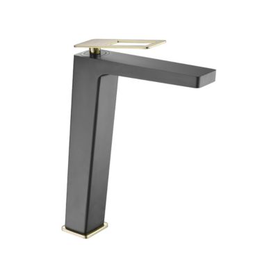 Robinet Mitigeur de Lavabo anti-calcaire Haut Noir Mat et Or Brillant IMEX SUECIA BDC032-3NGOLD