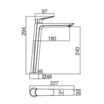 Robinet mitigeur de Lavabo anti-calcaire haut  Noir Mat IMEX BELGICA BDZ044-3NG