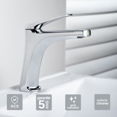 Robinet Mitigeur de Lavabo Bec Bas anti-calcaire Chrome IMEX DELOS BDD055-1