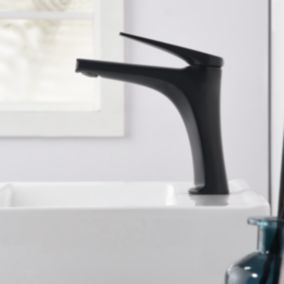 Robinet Mitigeur de Lavabo Bec Bas anti-calcaire Noir Mat IMEX DELOS BDD055-1NG