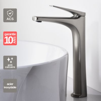 Robinet Mitigeur de Lavabo Bec Haut anti-calcaire Acier Inoxydable IMEX DELOS BDD055-3AC