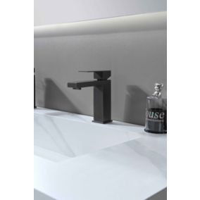 Robinet, mitigeur de lavabo pour salle de bain carré (Gris brossé) LuxuryBain