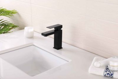 Robinet, mitigeur de lavabo pour salle de bain carré (Noir) LuxuryBain