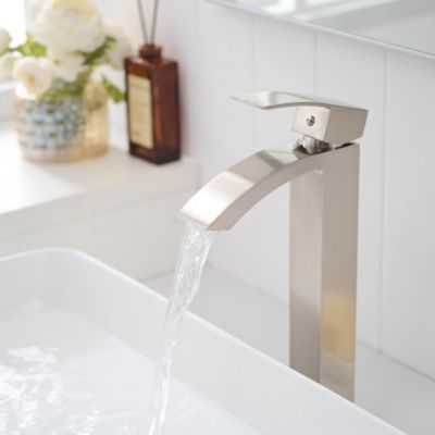 Robinet mitigeur haut bec cascade LERIO XL chrome brossé - Saniverre