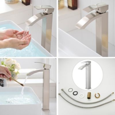 Robinet mitigeur haut bec cascade LERIO XL chrome brossé - Saniverre