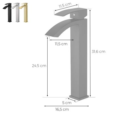 Robinet mitigeur haut bec cascade LERIO XL chrome brossé - Saniverre