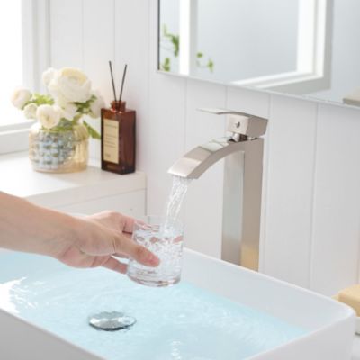 Robinet mitigeur haut bec cascade LERIO XL chrome brossé - Saniverre