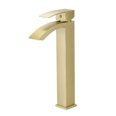 Robinet mitigeur haut bec cascade LERIO XL or brossé - Saniverre