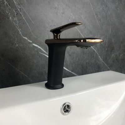 Robinet mitigeur lavabo Noir & Or rose - Brittia