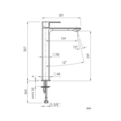 Robinet mitigeur lavabo rehausse CUBO Chrome brillant