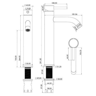 Robinet mitigeur lavabo rehausse SLIGO or brosse