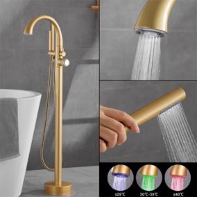 Robinet mitigeur led de baignoire au sol bronze, Deep