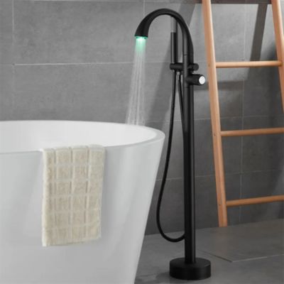 Robinet mitigeur led de baignoire au sol noir, Fusion