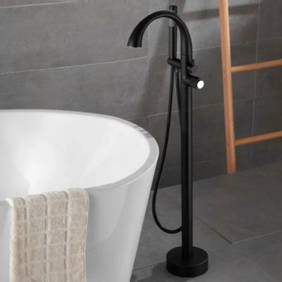 Robinet mitigeur led de baignoire au sol noir, Fusion