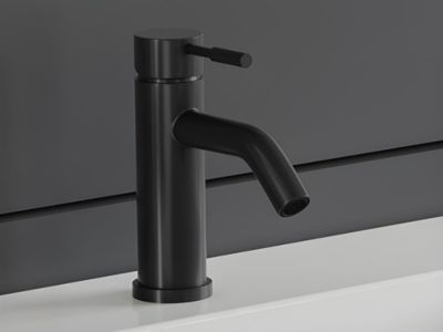 Robinet mitigeur mécanique arrondi en inox brossé - Noir mat - H17 cm - SALAVAN