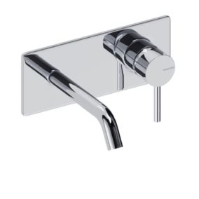 Robinet mitigeur mural avec plaque LOOP 14 cm Chrome