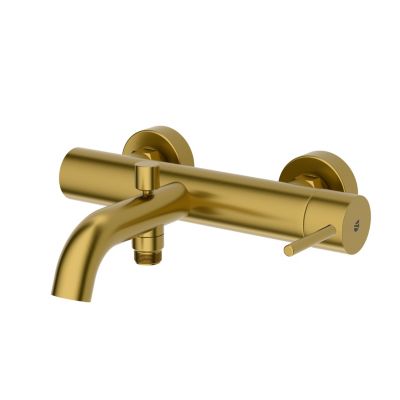 Robinet Mitigeur mural Baignoire Acier inoxydable Or brossé, jet doux & économie d'eau - 26x3x22cm (LxHxP) - VIREO