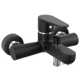 Robinet mitigeur mural de baignoire ALGEO BLACK noir - SANIVERRE