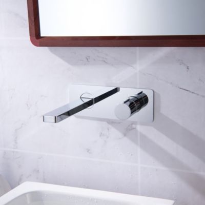 Robinet mitigeur mural à encastrer 21,8x80x18cm (LxHxP) chrome - livré avec corps d'encastrement 24x10,3x6cm (LxHxP) - 9908C