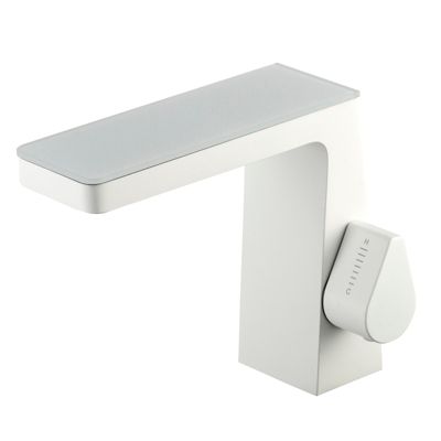 Robinet mitigeur pour lavabo ou vasque NT7320 effet cascade - noir mat, gun métal ou blanc mat Blanc