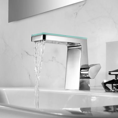 Robinet mitigeur pour lavabo ou vasque NT7320 effet cascade - noir mat, gun métal ou blanc mat Blanc