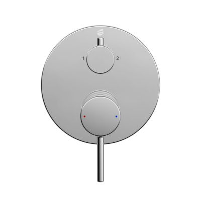 Robinet Mitigeur rond mural encastré Baignoire Laiton Chrome, cartouche céramique - 14x18x4,5cm (LxHxP) - VIREO