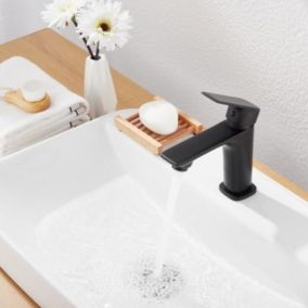 Robinet Mitigeur Salle de Bain Noir Carré - SILAMP